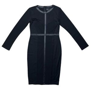 Kardashian Kollection Black Long-Sleeve Paneled Ponte Sheath Dress